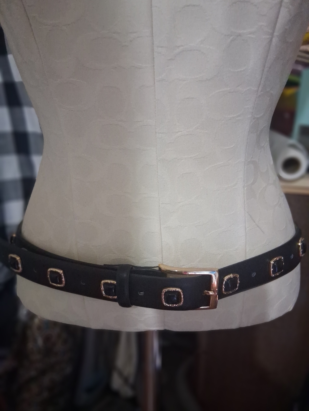 Target Black Women’s Decorative Grommet Belt with Gold-Tone Buckle